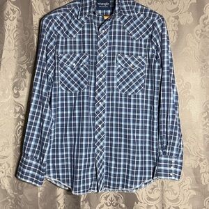 Wrangler Men's Casual Blue Checkered Shirt